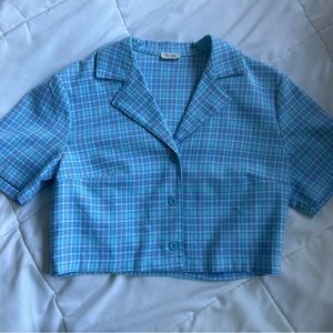Brandy Melville blue plaid Vivian top
